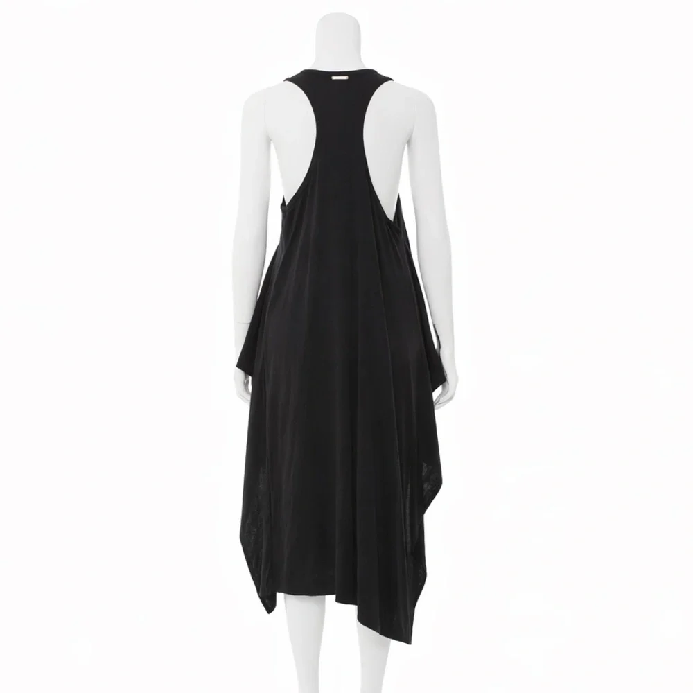 STELLA McCARTNEY Black Sleeveless Longline Draped Tunic Dress Top Size M